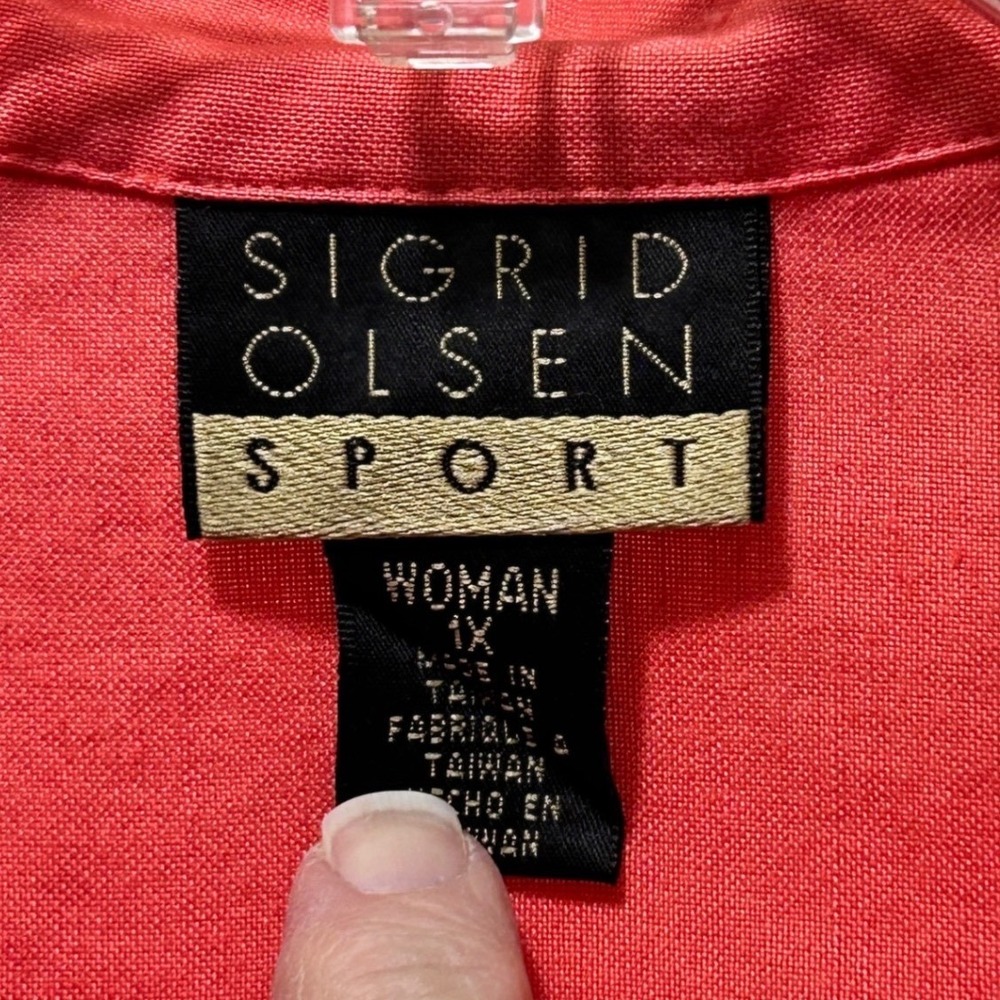 Womens 1X Vintage Sigrid Olsen Sport Linen Rayon Coral Pant Set Resort Coastal - Picture 4 of 16